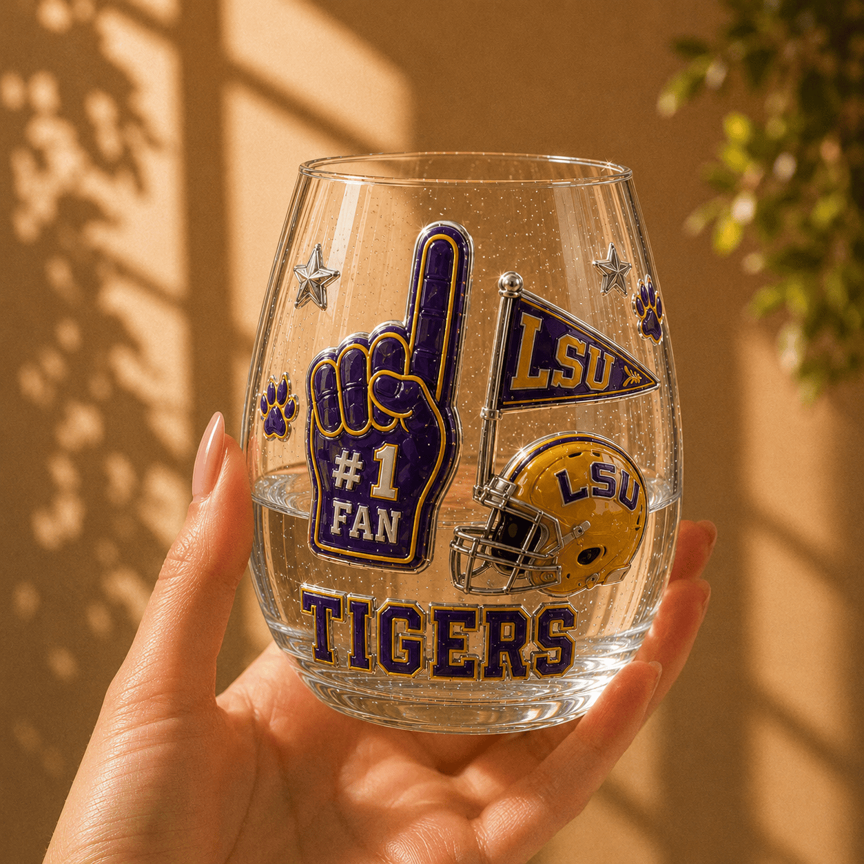 LSUT Stemless Glass Cup Set TMH