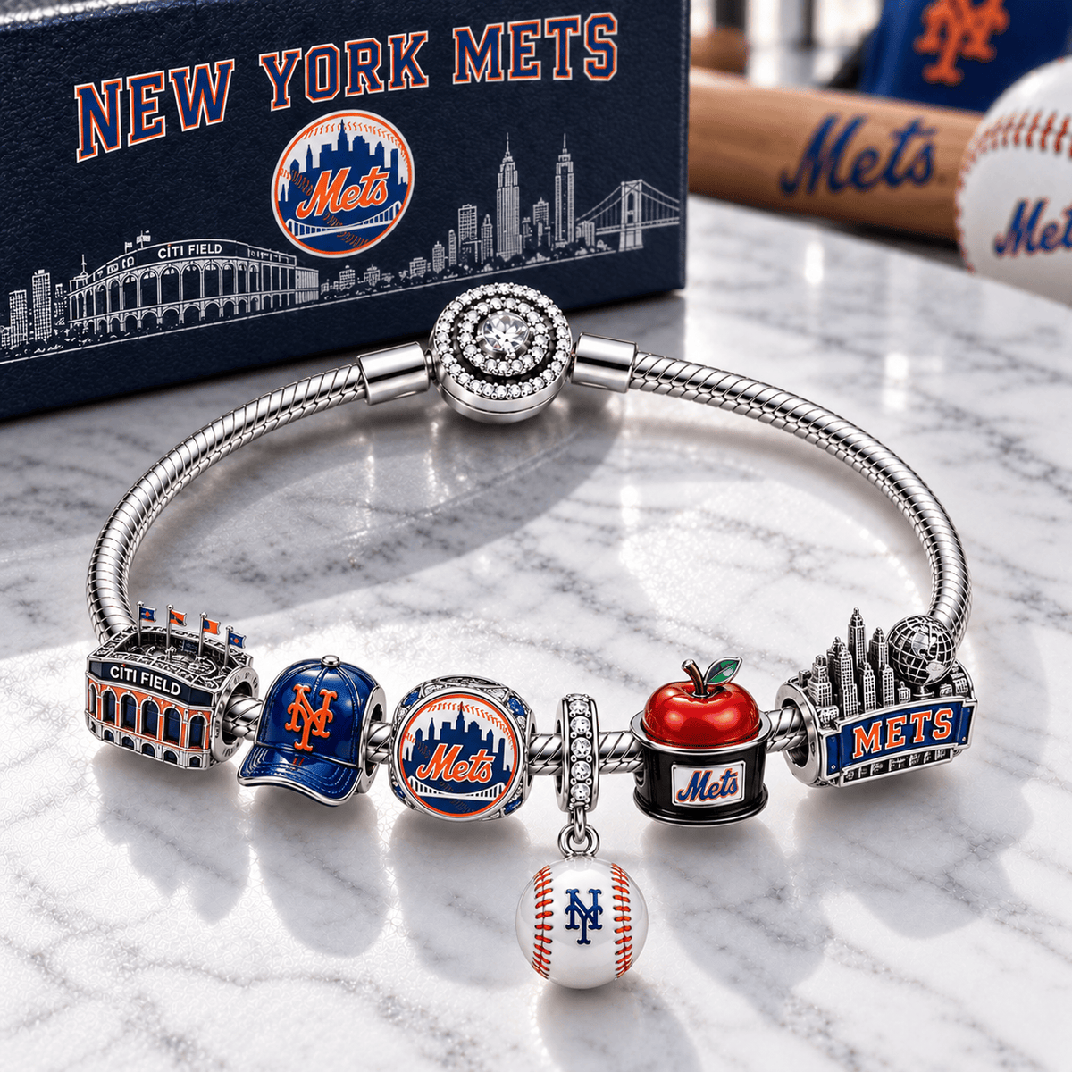 NYM Silver Charm Bracelet Set PTT