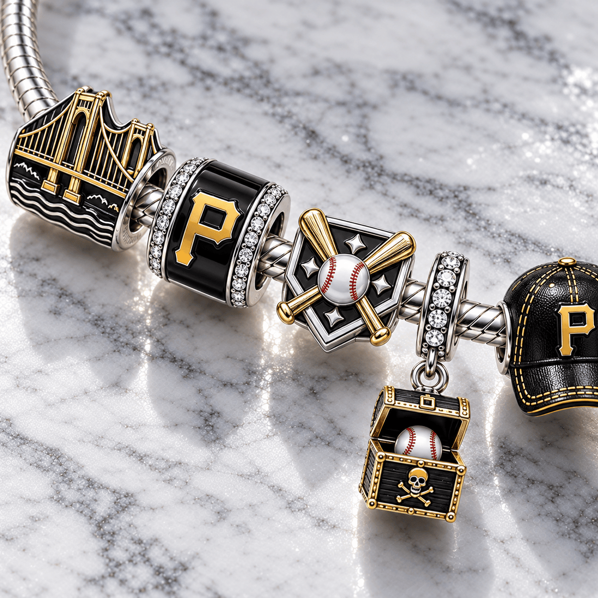 PITTS Silver Charm Bracelet Set PTT