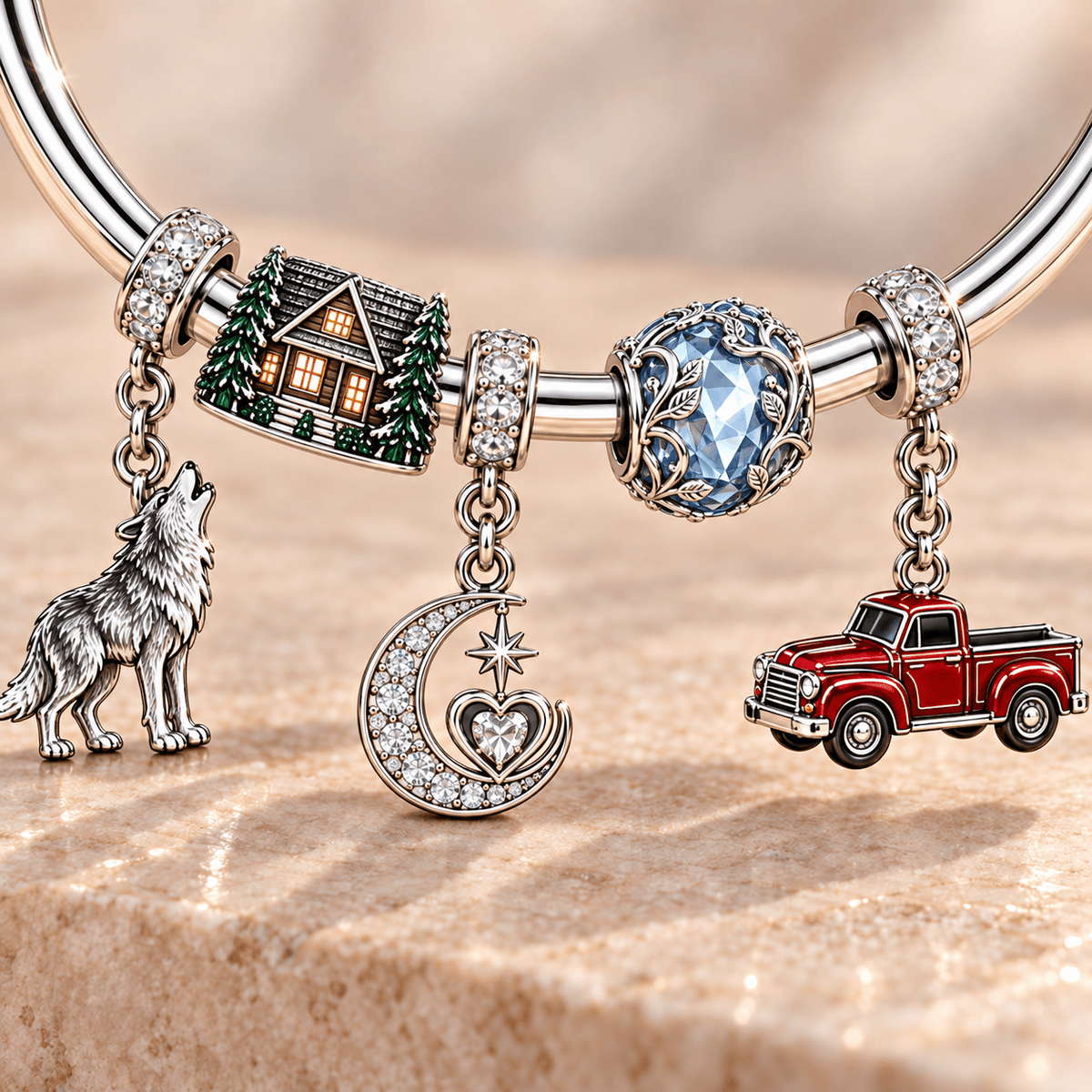 TWL Silver Charm Bracelet Set TMH
