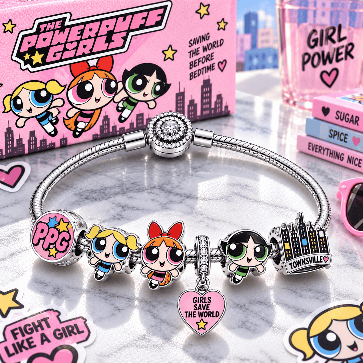 TPPG Silver Charm Bracelet Set PTT