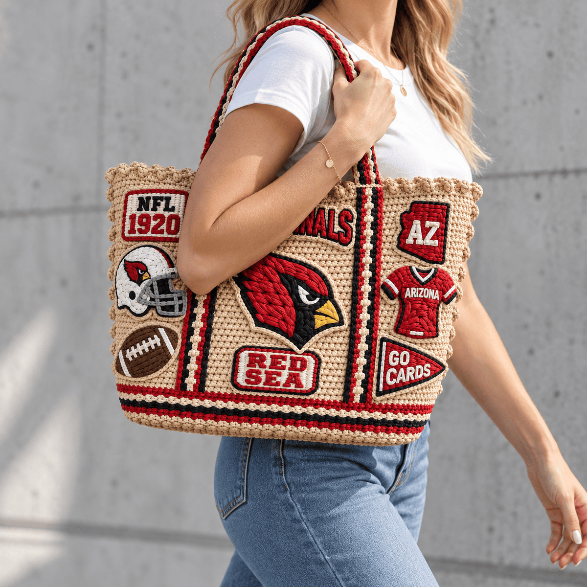 ARCD Straw-Style Embellished Tote Bag NTKO