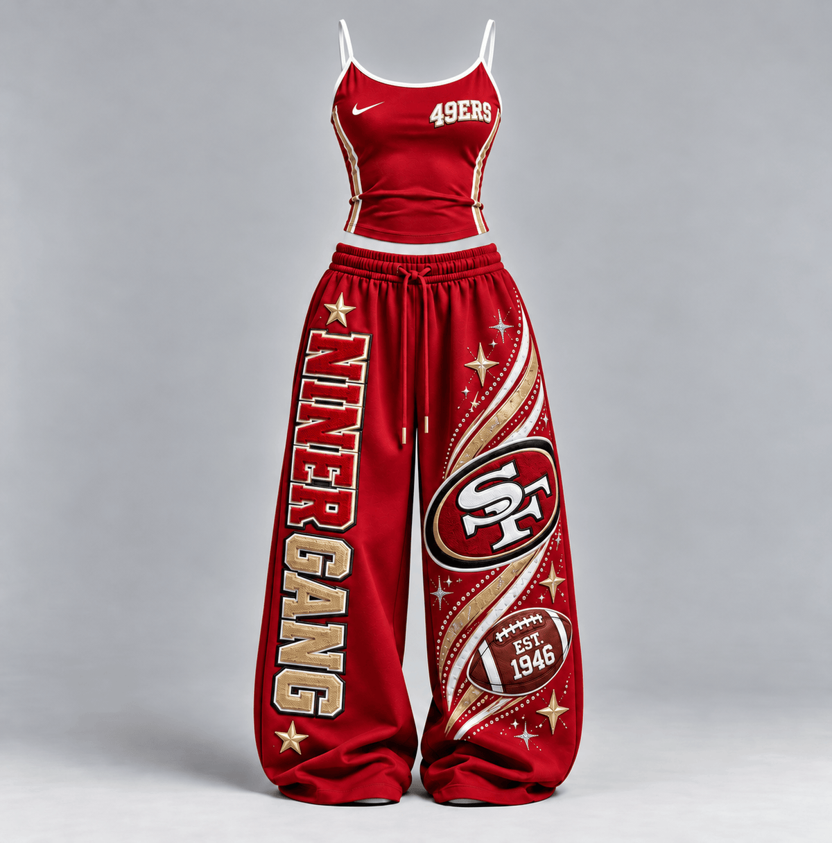 Premium SF49 Sports-Inspired Cami & Wide-Leg Pants Set BMD